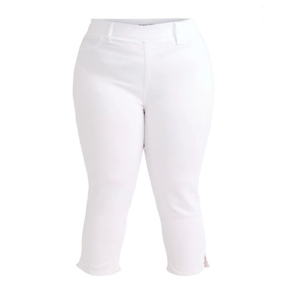 Women's White Plus High Rise Capri Jeggings Pants Size 4X - Picture 2 of 6